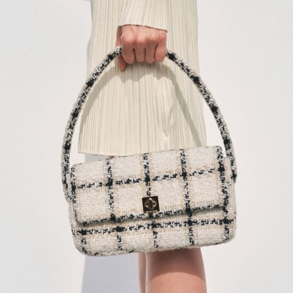 Anine Bing Cream and Black Tweed Bag